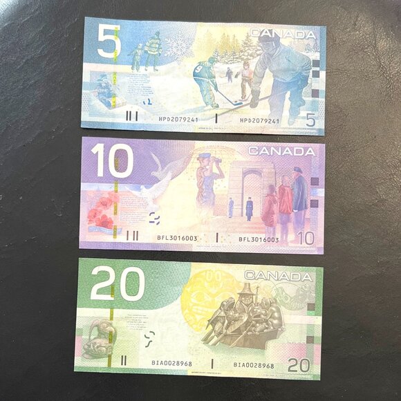 Canada Stunning Uncirculated Set of 2008 $5, 2005 $10 & 2004 $20 Bill! - Picture 2 of 16